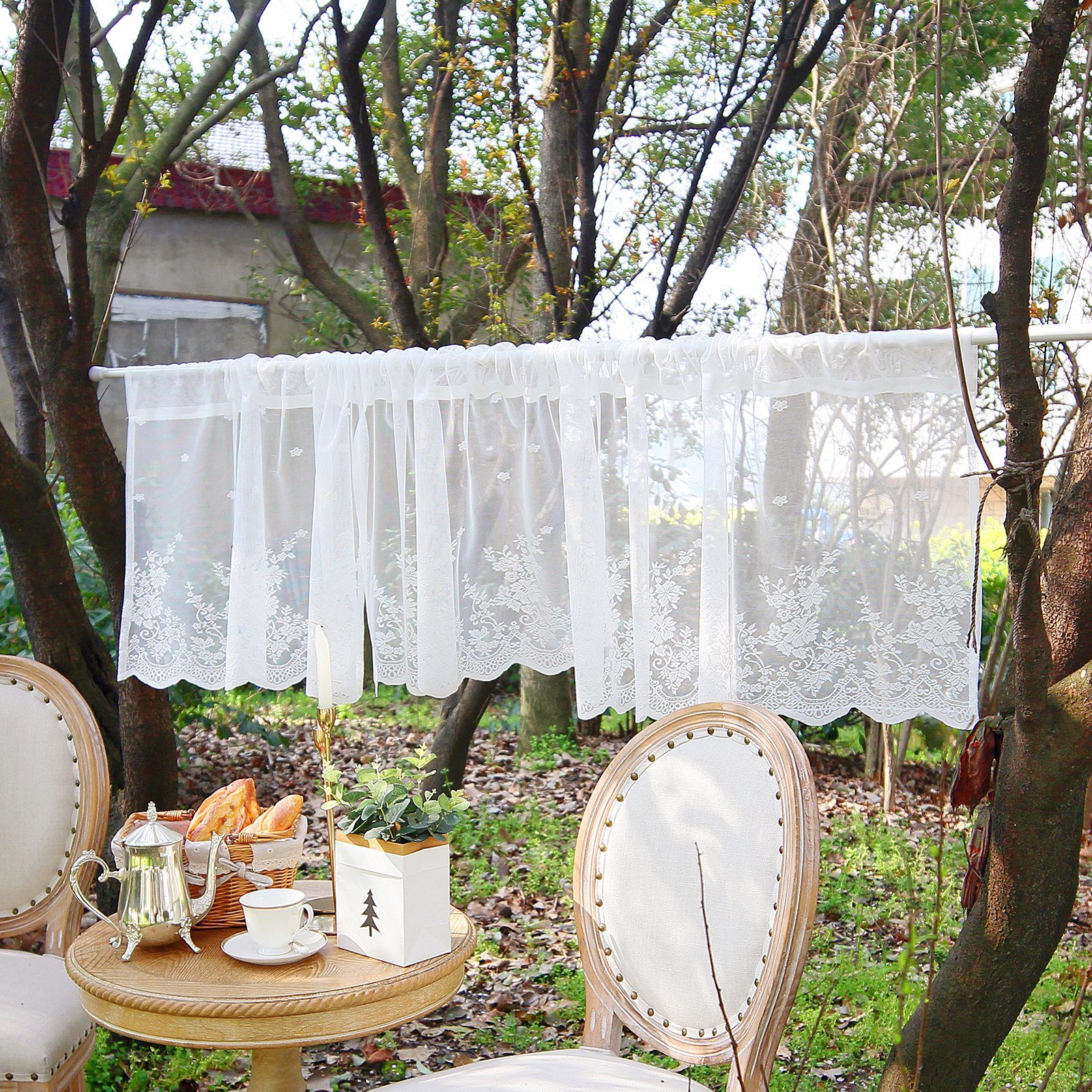 BTTO V&G Scheibengardine Vorhang,Floral Spitze Kurze Scheibengardinen (1 St günstig online kaufen