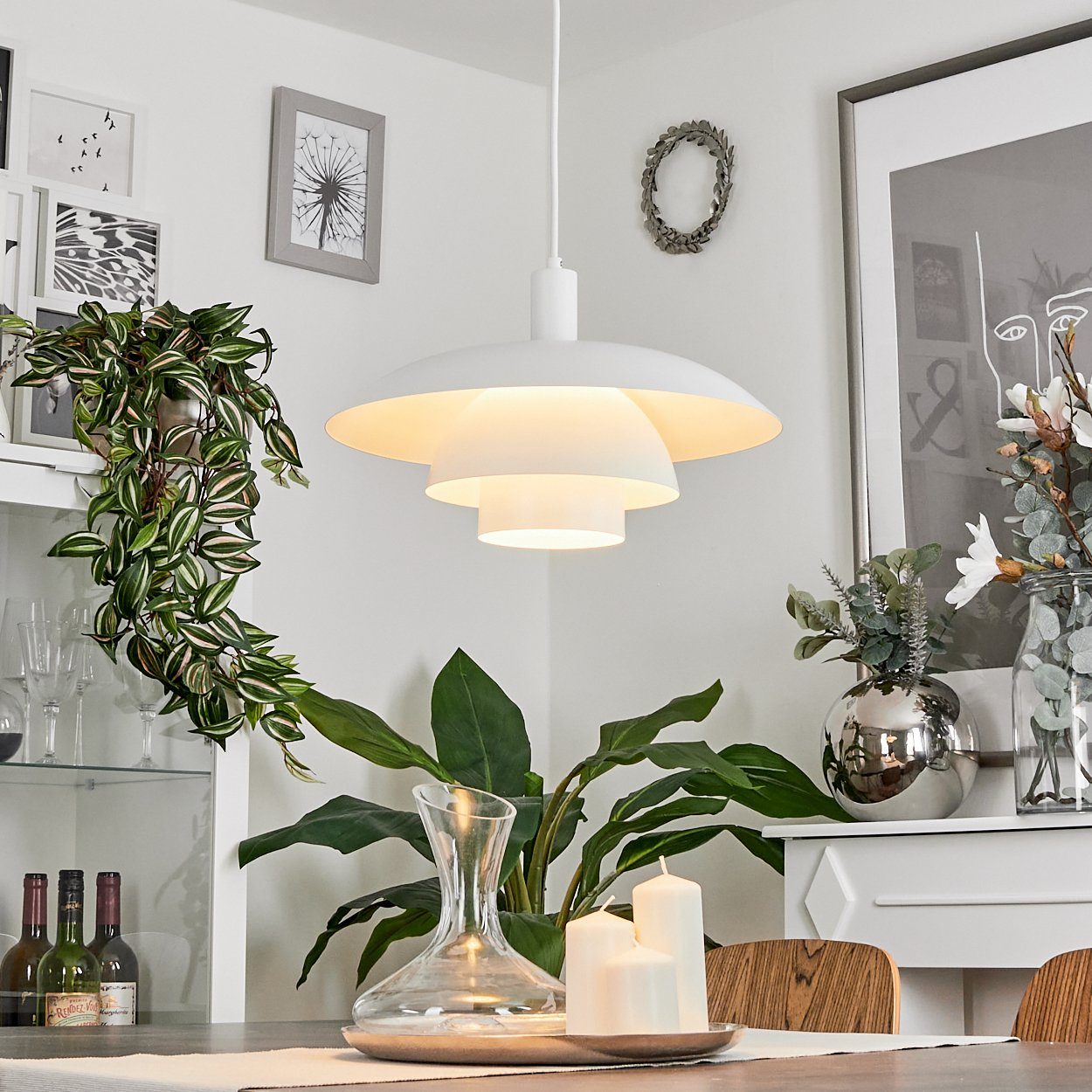 hofstein Hängeleuchte »Parona« moderne Hängelampe aus Metall in Weiß, ohne günstig online kaufen