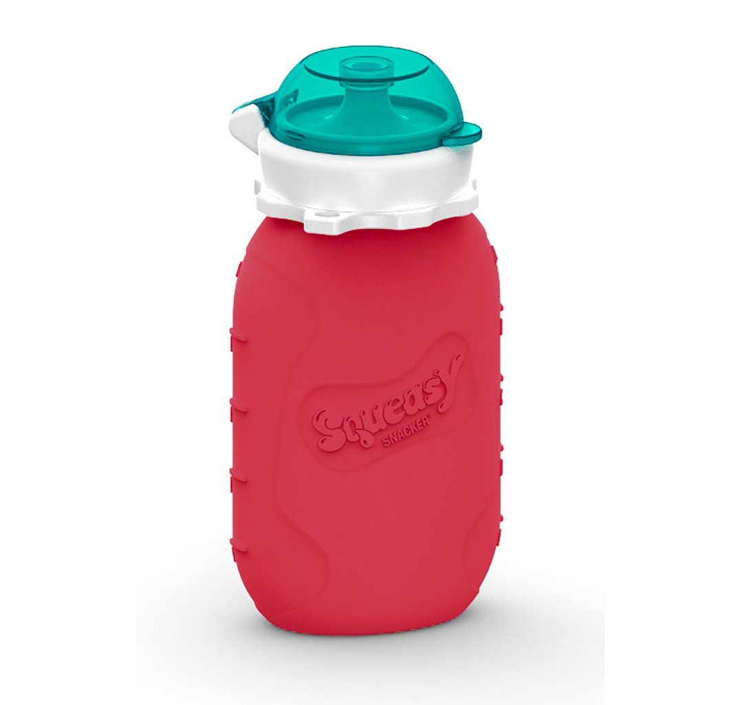 Squeasy Gear Trinkflasche Rot Snacker Quetschflasche, zum Quetschbeutel Quetschie, - 180ml selbst Squeasy befüllen Wiederverwendbares