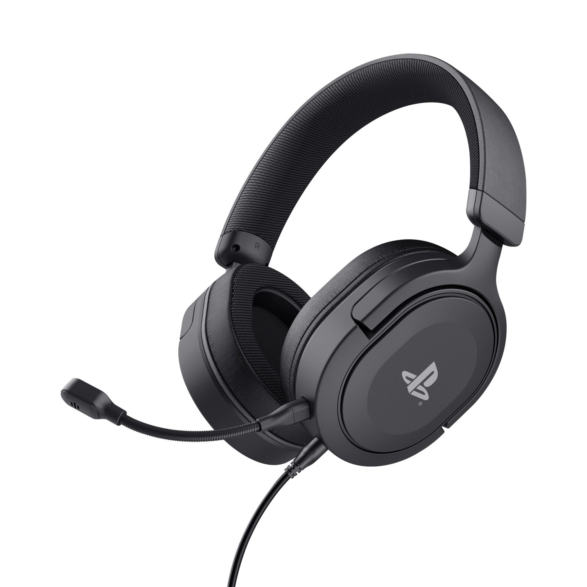 Trust GXT 498 Forta Gaming Headset PS5 PS4 Mikrofon Over Ear Gaming-Headset (Offiziell lizenziert für PlayStation®5 I Strapazierfähige, weiche Over-Ear-Polster mit der Schallisolierung von Kunstleder I Leistungsstarke 50-mm-Treiber für ein intensives Spielerlebnis I Flexibles, abnehmbares Mikrofon I Verstellbarer Kopfbügel mit beweglichen Ohrmuscheln mit Lautstärkeregler am Ohr und Mikrofonstummschaltung, Kabel)