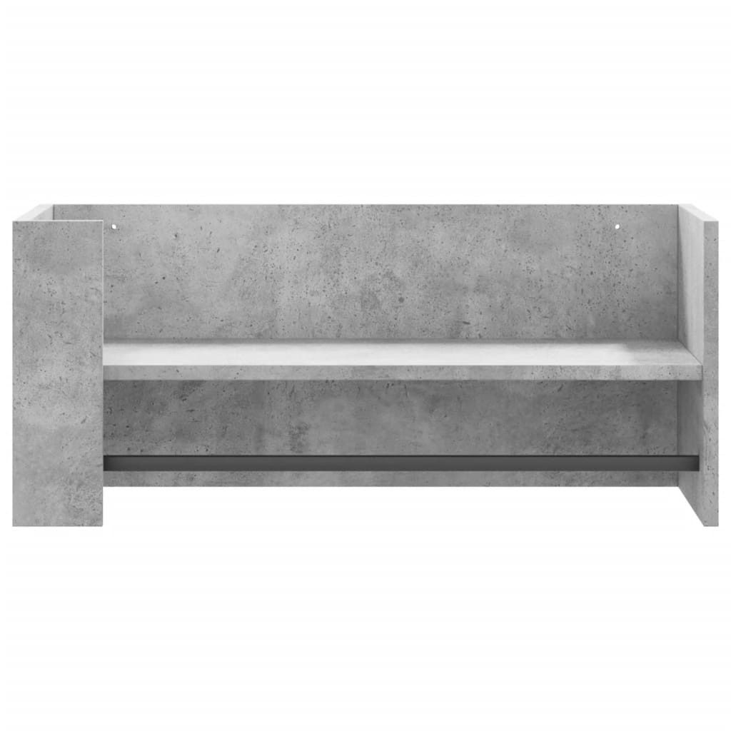 furnicato Wandregal Betongrau 70,5 x 35 x 30,5 cm aus Holzwerkstoff, 1-tlg., Wandboard mit Hängestange, flexible Montage und viel Stauraum