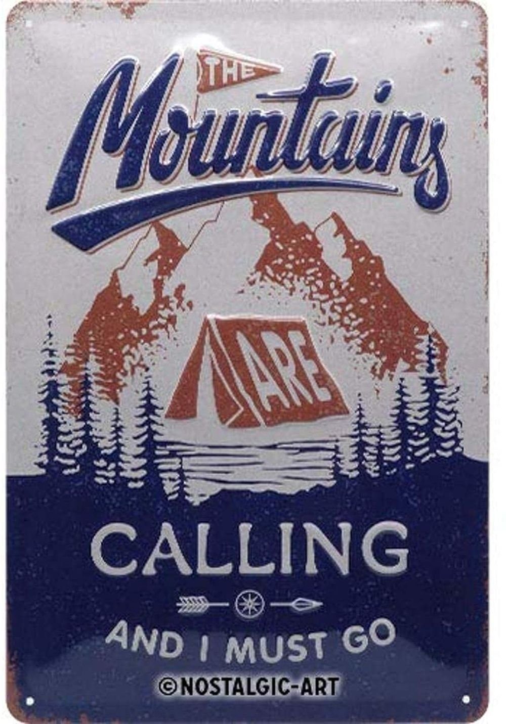 Nostalgic-Art Metallschild Blechschild 20 x 30cm - Outdoor & Activities The Mountains Are Calling