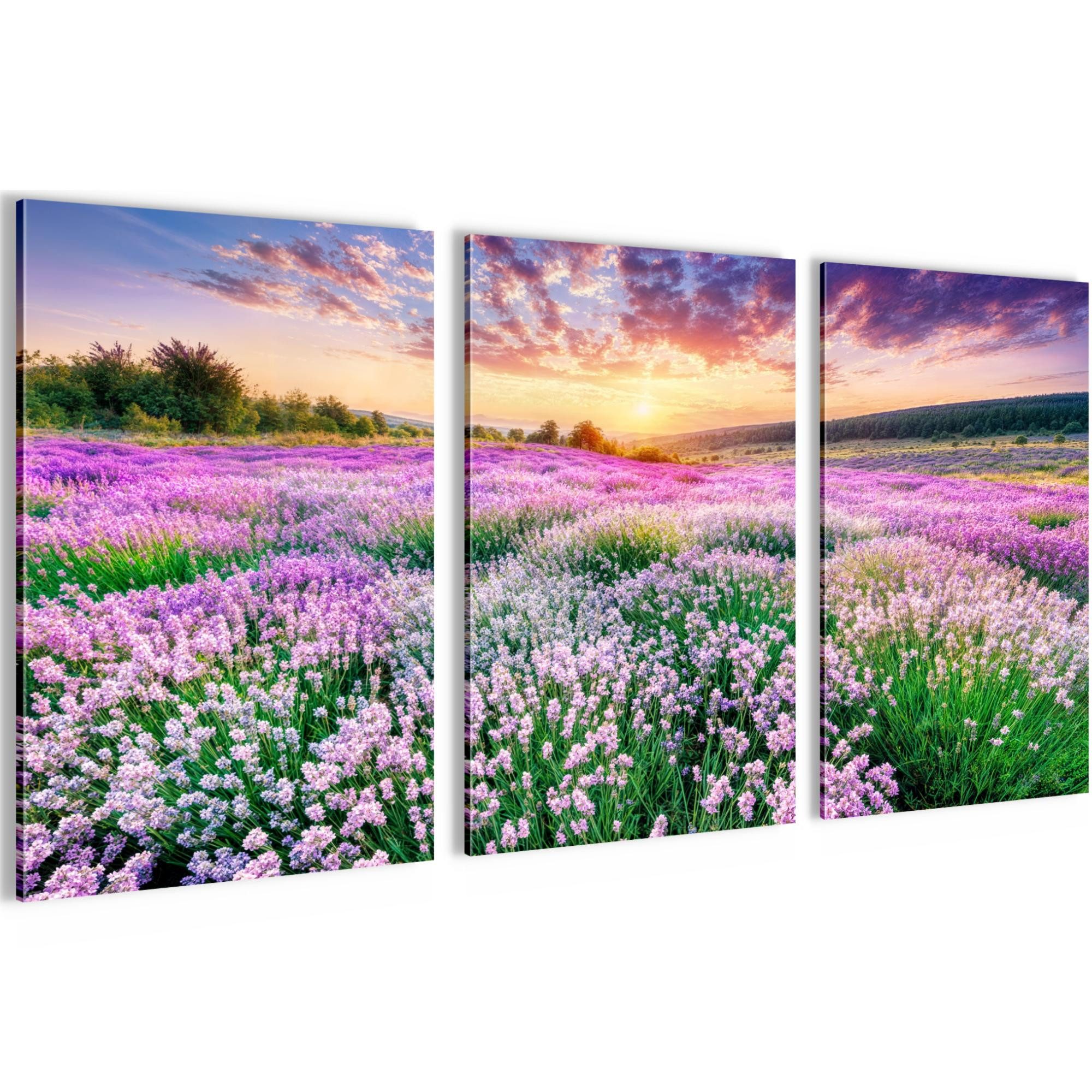 Novart Wandbild Baum des Lebens Abstrakt Modern Wandbilder Set Wohnzimmer, Lavendel