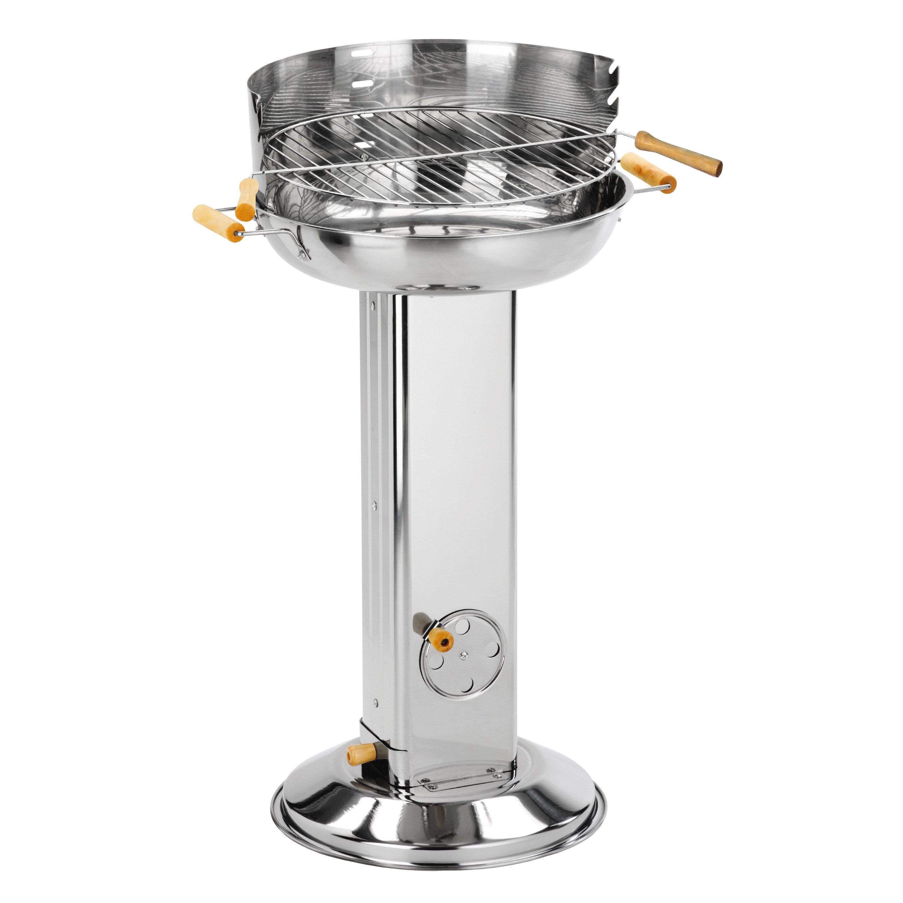 Rungassi Grillschale XXL Säulengrill Edelstahl Holzkohlegrill Grill Ø38cm, H 83cm