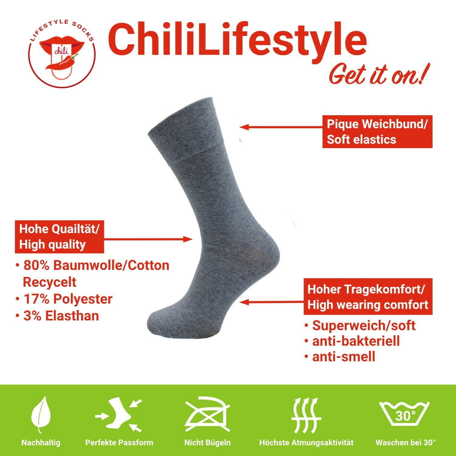 Supersoft Lifestyle 12 Strümpfe Paar, Chili Diabetiker, Weichbund, Damen, Herren, Socken