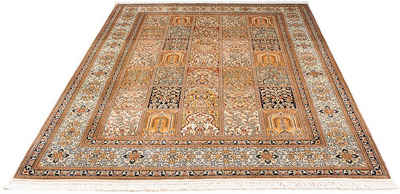 Seidenteppich Seidenteppich - Kaschmir Seide - 221 x 158 cm - mehrfarbig, morgenland, rechteckig, Höhe: 4 mm, Wohnzimmer, Handgeknüpft, Einzelstück mit Zertifikat