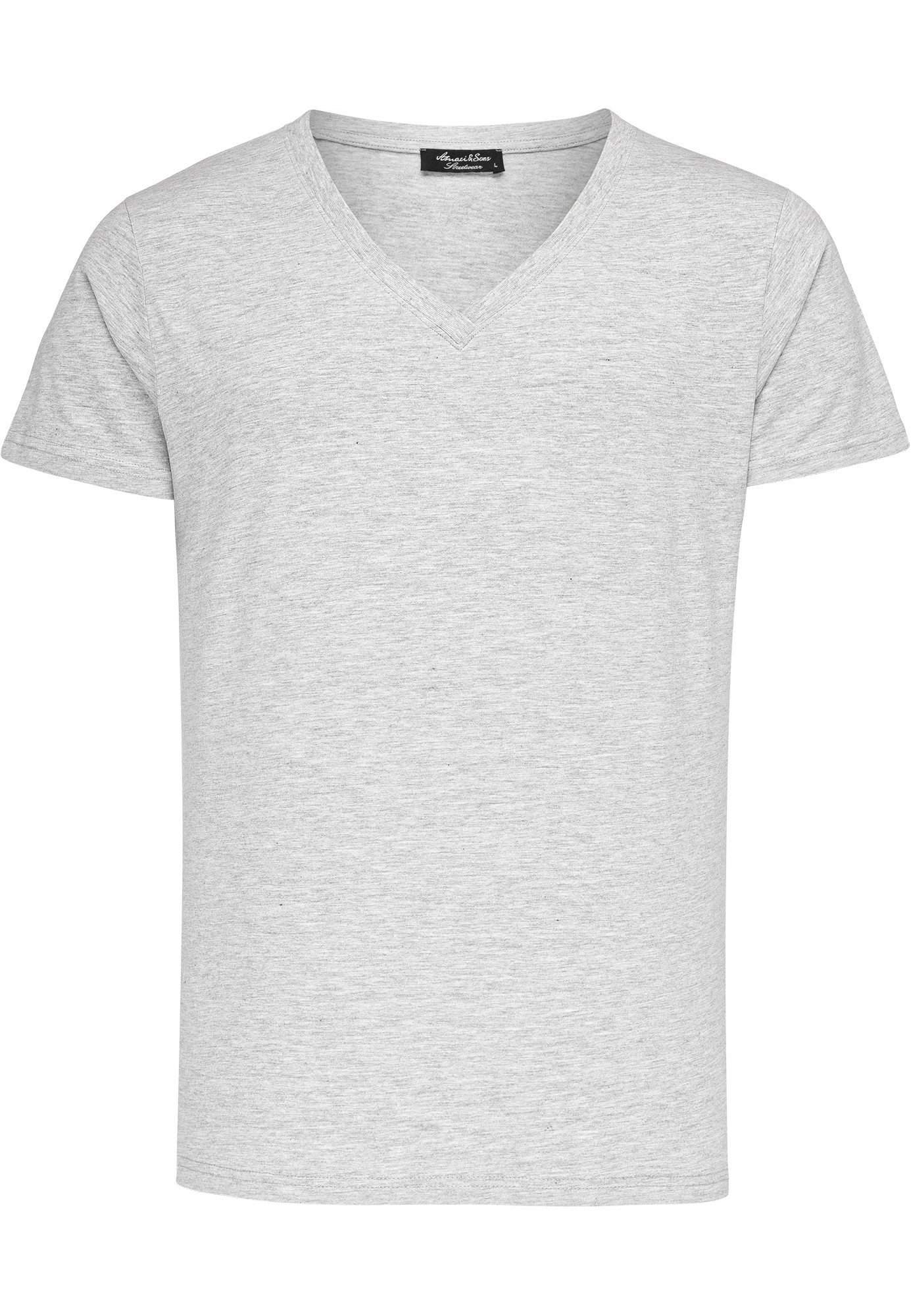 Amaci&Sons T-Shirt EUGENE Basic T-Shirt mit V-Ausschnitt Herren Einfarbig V günstig online kaufen
