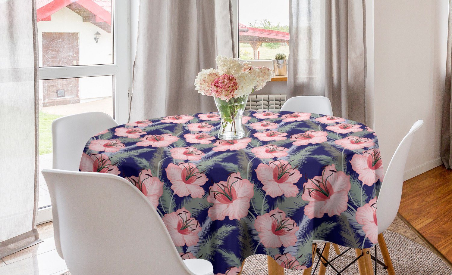 Abdeckung Tischdecke Dekoration, für Blumen Abakuhaus Tischdecke Küche Blume Zusammensetzung Blühende Kreis Esszimmer