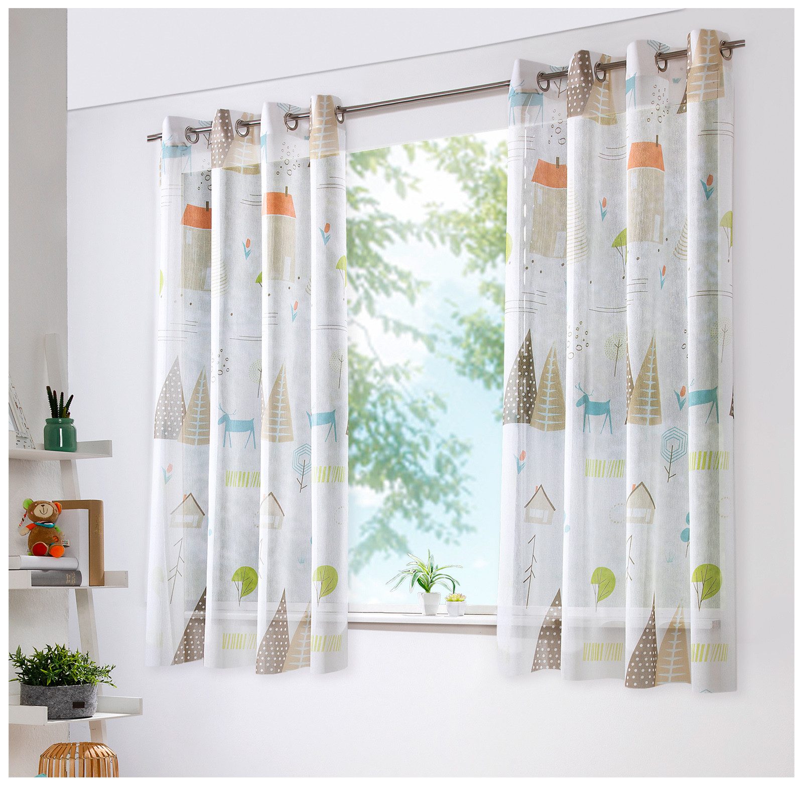 heimtexland Vorhang Skandi Dekoschal Gardine Kinderzimmer Natur Bunt (1 St) günstig online kaufen