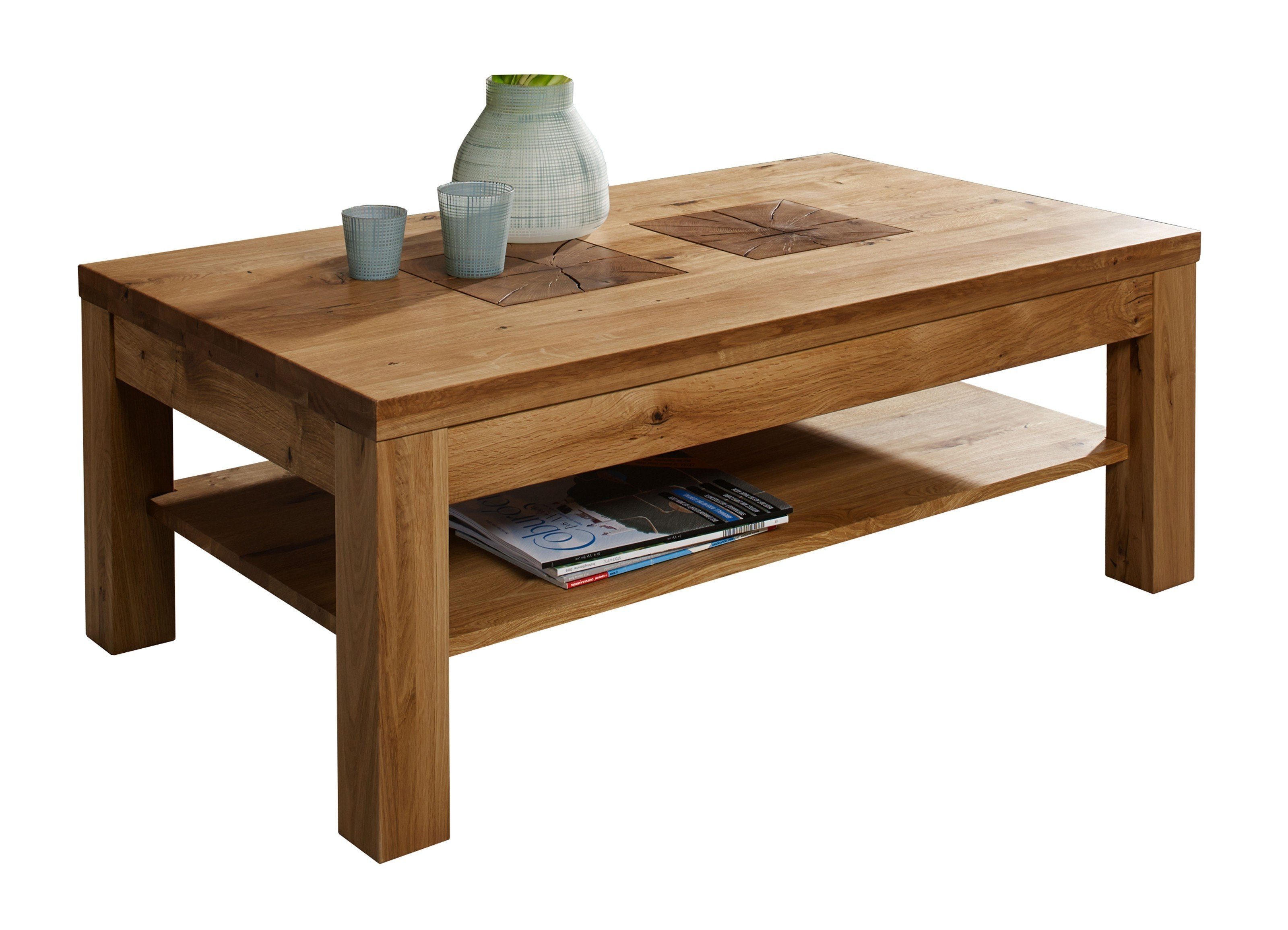 Lebenswert Couchtisch WZ-0315 (BxHxT: 118x45x70 cm), aus Wildeiche in natur geölt