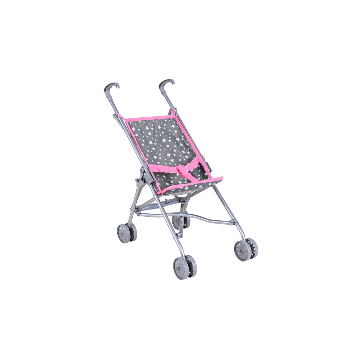 Knorrtoys® Puppenbuggy Puppenbuggy Sim mit Sternen zusammenklappbar grau/weiß/rosa 42x27x55cm