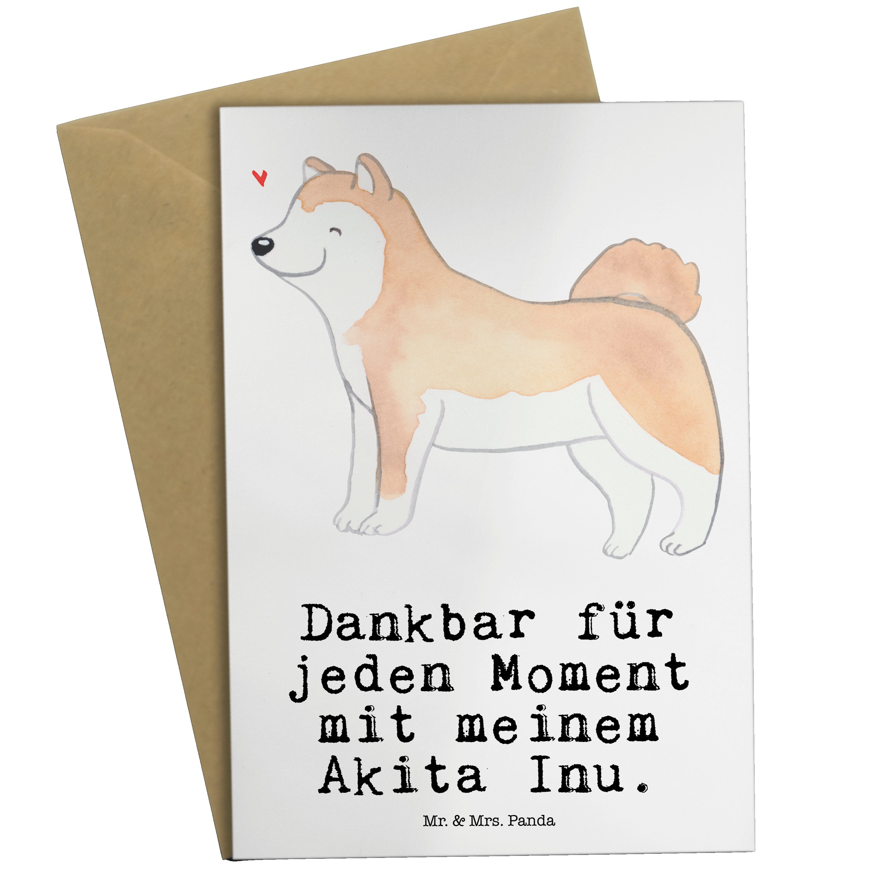 Mr. & Mrs. Panda Grußkarte Akita Inu Moment - Weiß - Geschenk, Hundebesitzer, Karte, Einladungsk