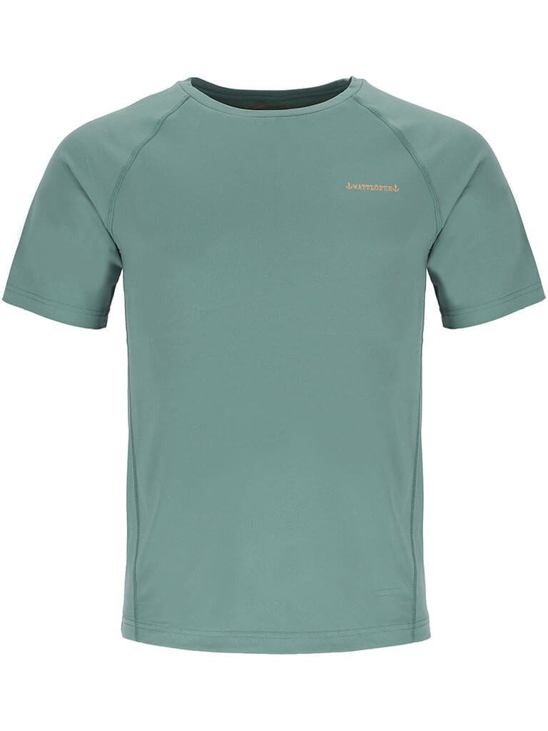 Wattlöper T-Shirt 11217SH Herren Funktionsshirt Kurzarm mit UV-Schutz Schnelltrocknend Unifarbenes Funktions-T-Shirt mit kleinem Logo-Print auf der Brust
