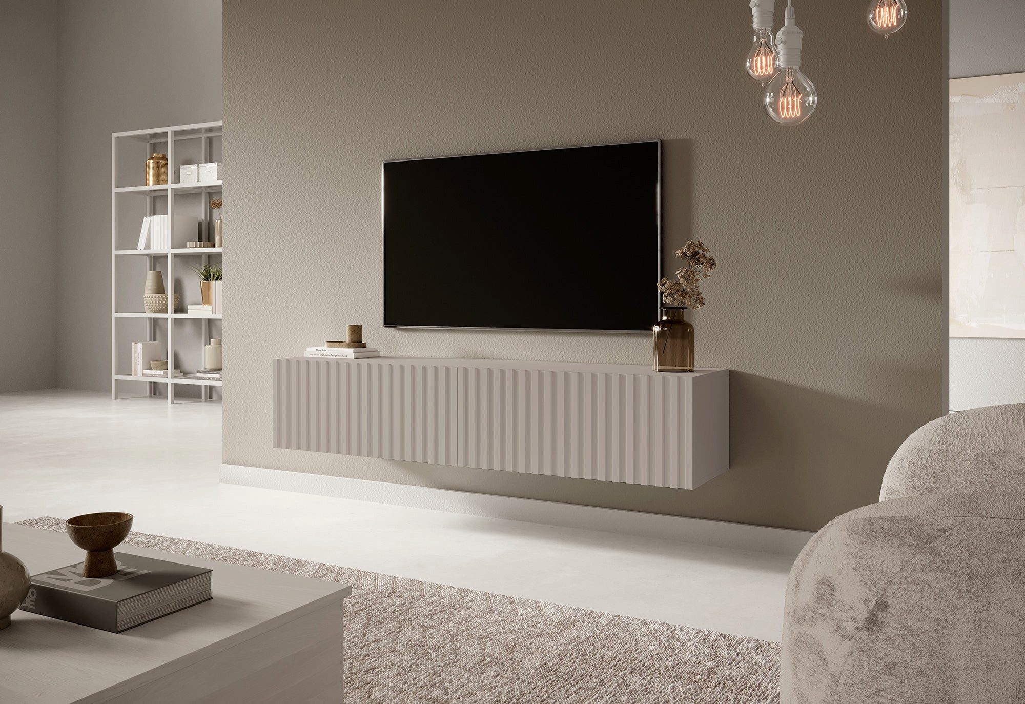 Selsey TV-Schrank TELIRE Hängend mit 2 grifflosen Lamellenfronten, 138,6 cm