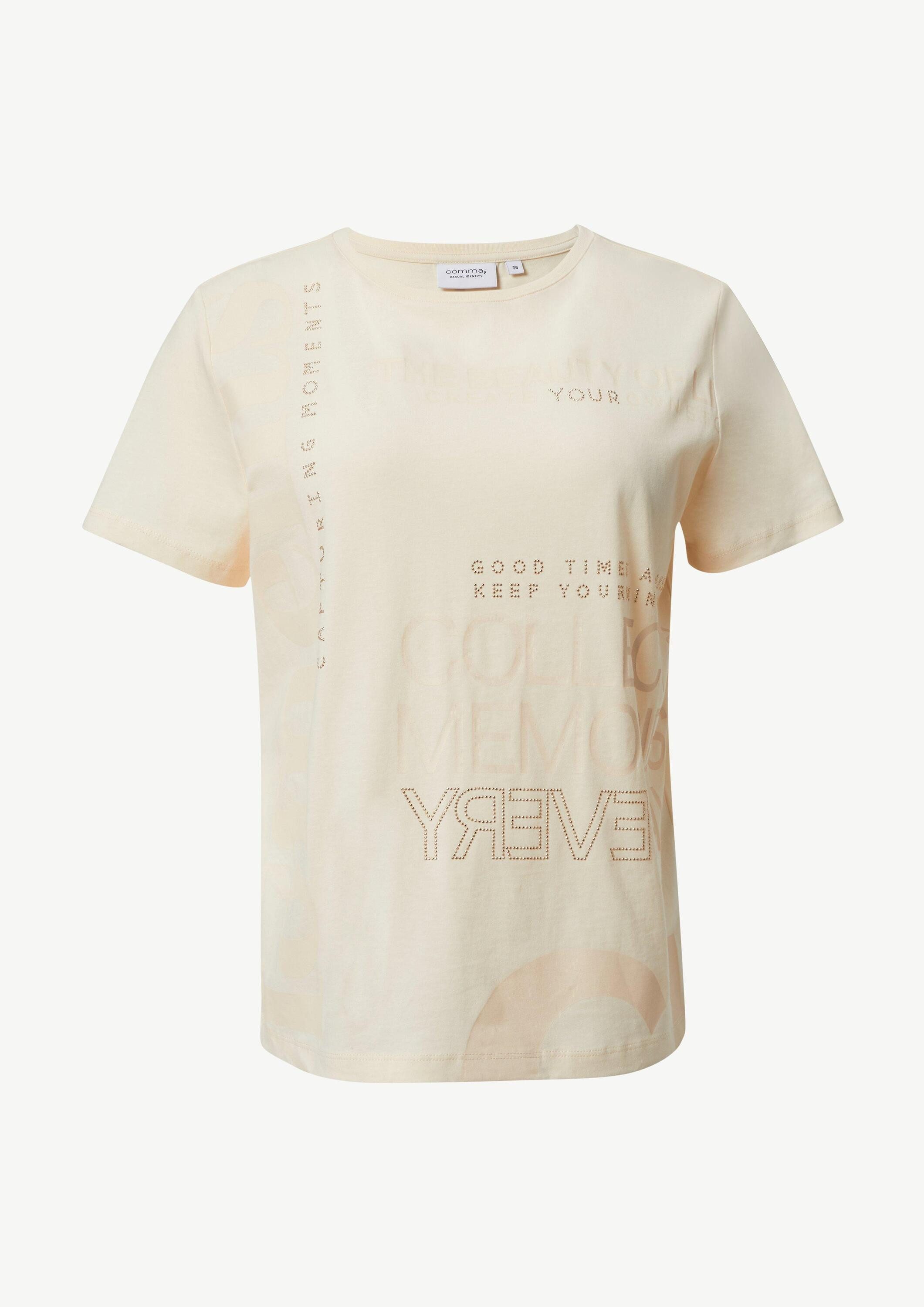 comma Kurzarmshirt T-Shirt Modisches T-Shirt mit Schriftprint
