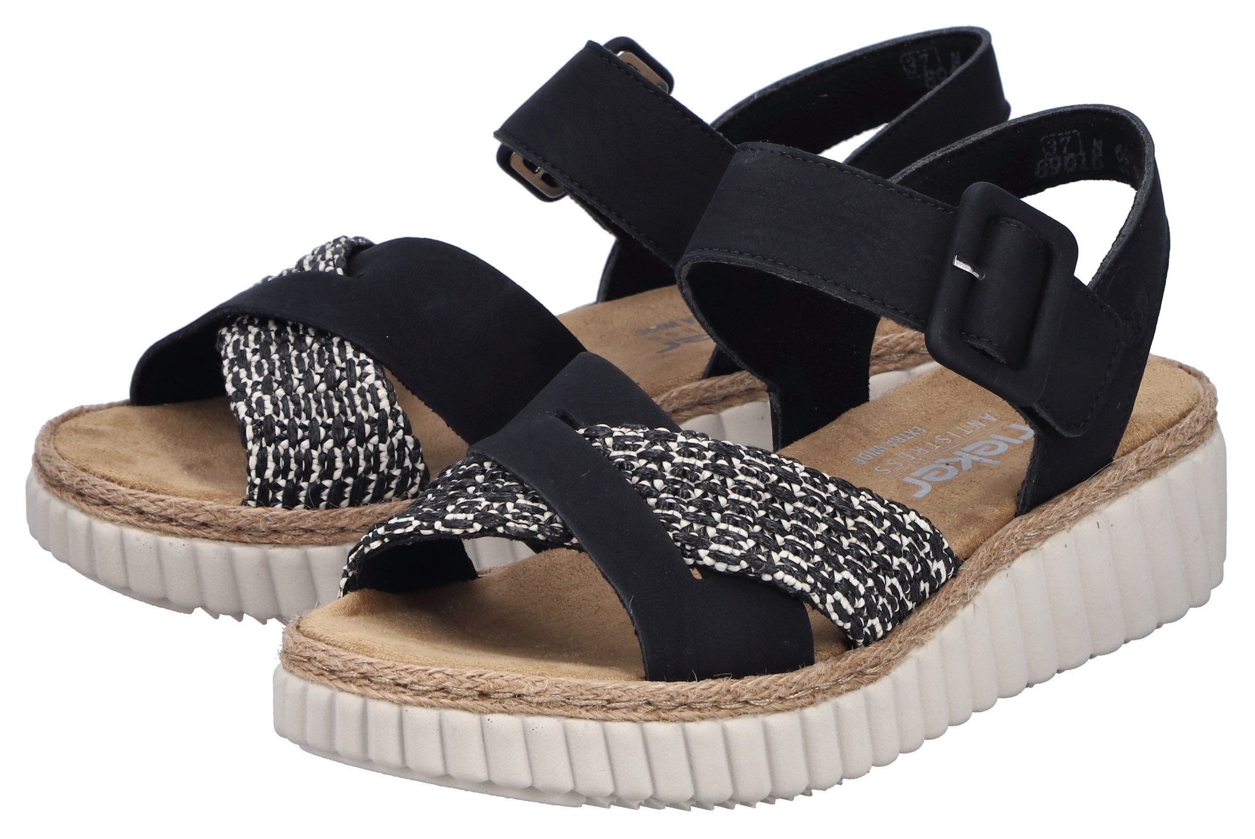 Rieker Sandale Sommerschuh, Strandschuh, Urlaubsschuh mit Bastumrahmung