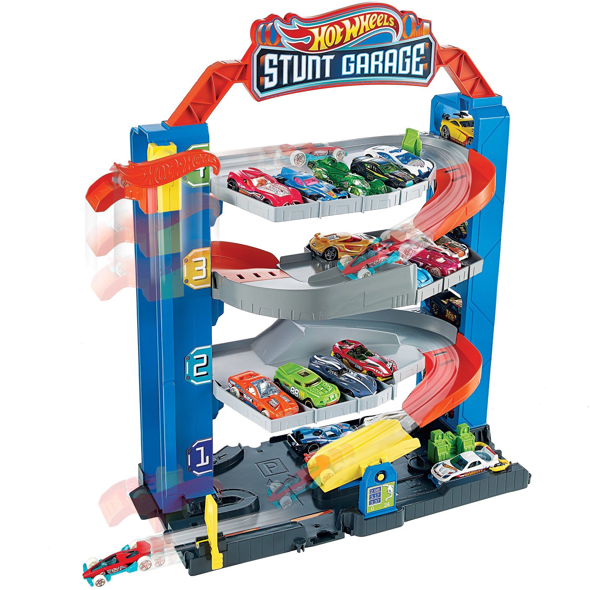 Hot Spiel-Parkgarage Parkhaus, Stunt-Garage inklusive Wheels 1 Spielset, Spielzeugauto Mattel®