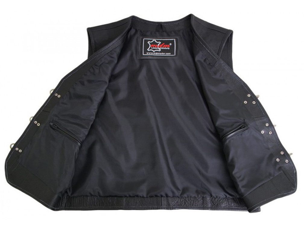 MDM Motorradweste Herren Biker Lederweste Kutte ohne Taschen, Schnallen Verschluss Echtes Rindsleder, Ideal für Clubpatches – Bild 4 von 5