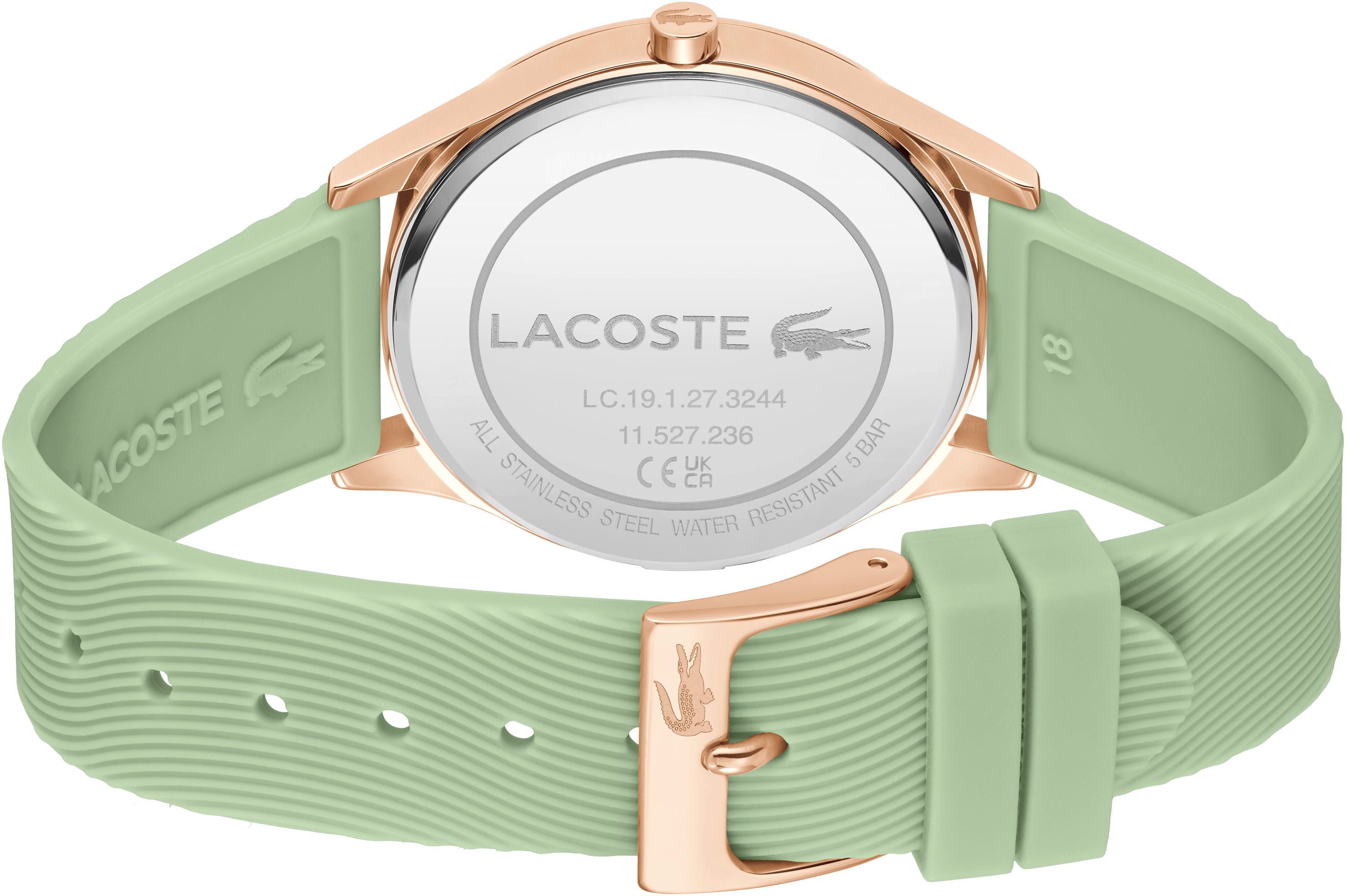 Lacoste Quarzuhr FALDA 2001354, Armbanduhr, Damenuhr, Mineralglas, analog, Silikonarmband