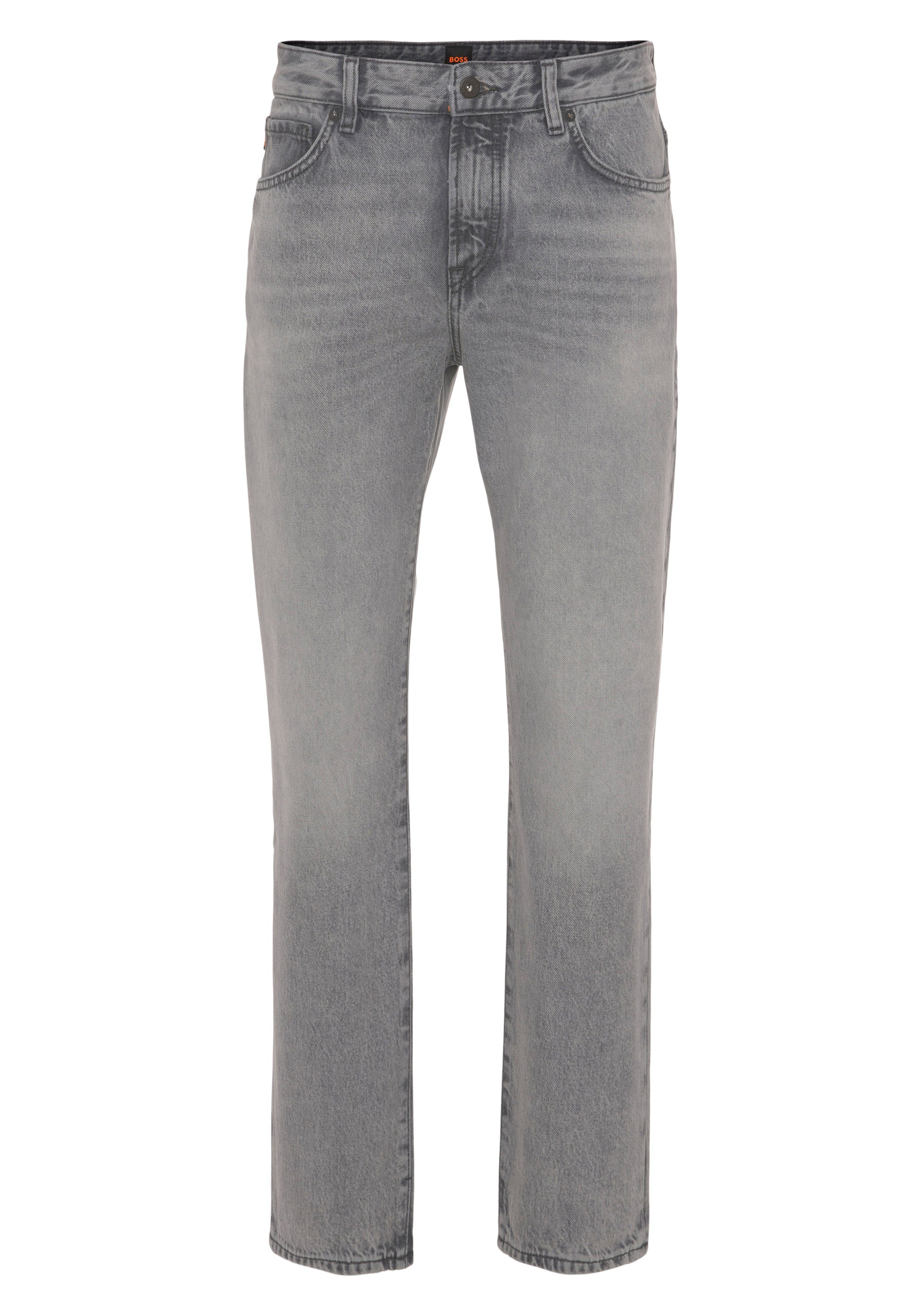 BOSS ORANGE Gerade Jeans mit Leder-Badge günstig online kaufen