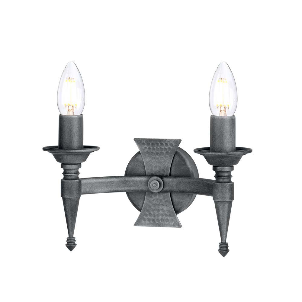Elstead LIGHTING Wandleuchte, Leuchtmittel nicht inklusive, Wandleuchte Lampe Eisen Schwarz Silber Flurleuchte Schwarz Silber B