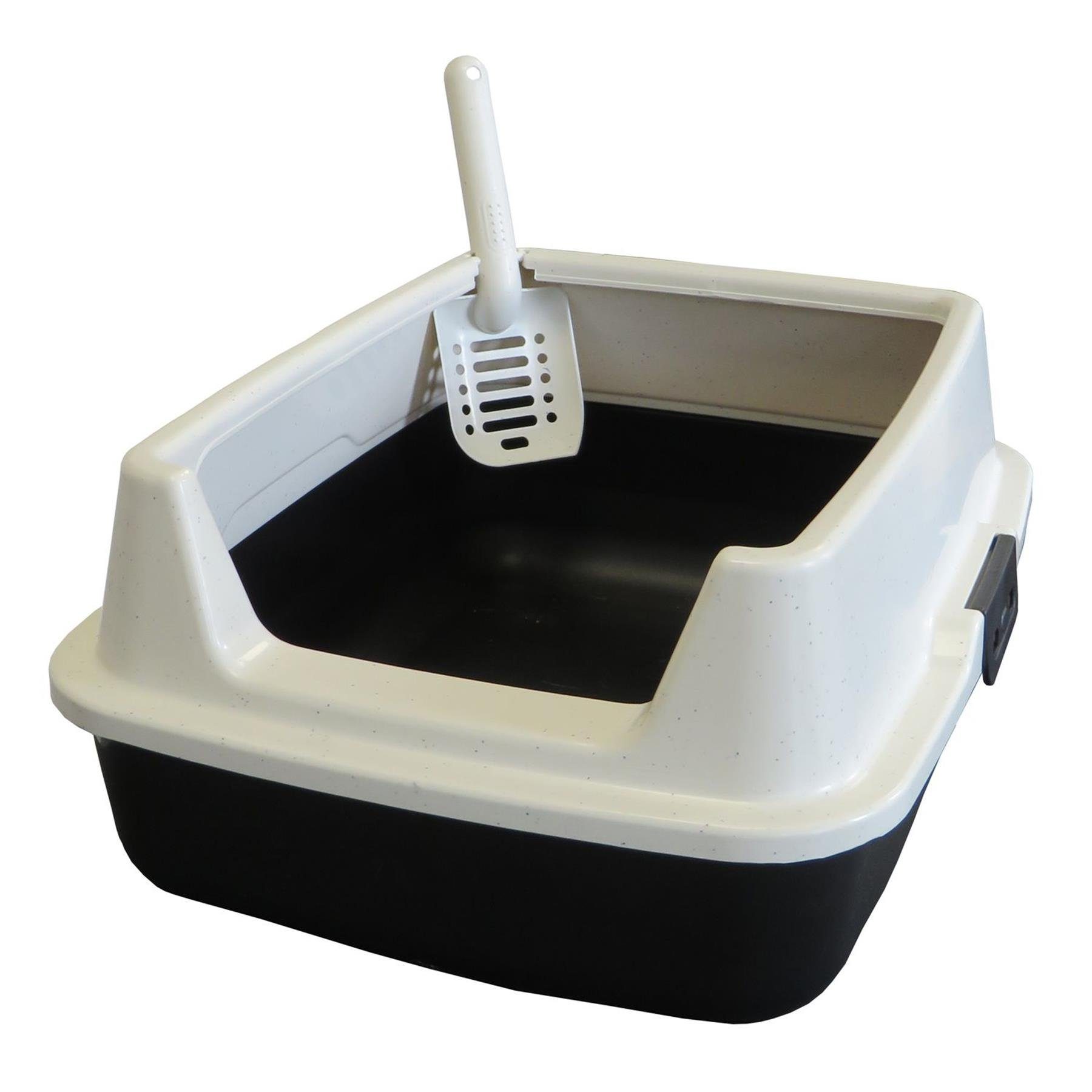 Katzentoilette Katzentoilette Katzenklo MARCELLO mit hohem Rand weiss-anthrazit