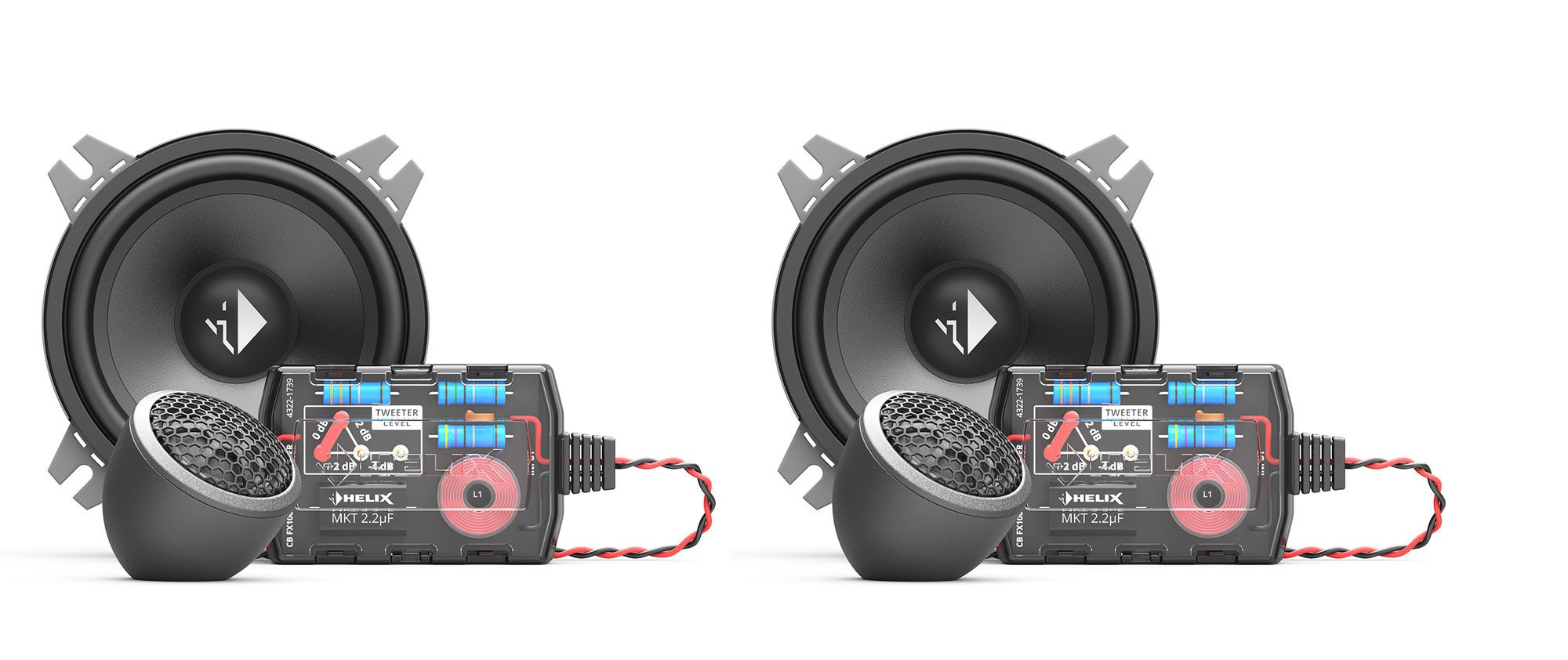 Helix CB K100.2-S3 10cm 2-Wege Koaxial Lautsprecher Komponentensystem Auto-Lautsprecher (60 W, 10 cm)