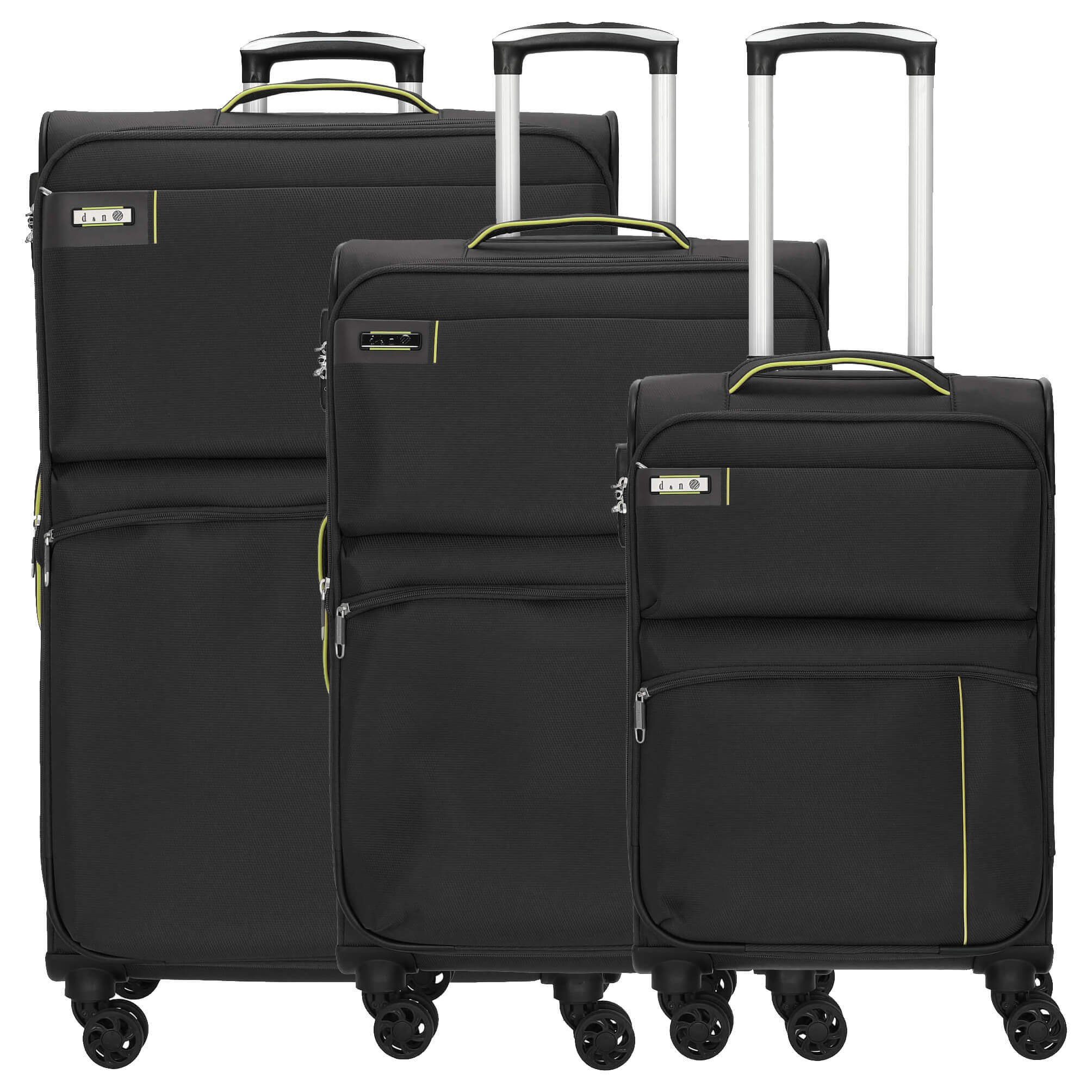 4 Trolley-Set, - 6704 Trolley Line Rollen 3tlg., schwarz D&N Travel