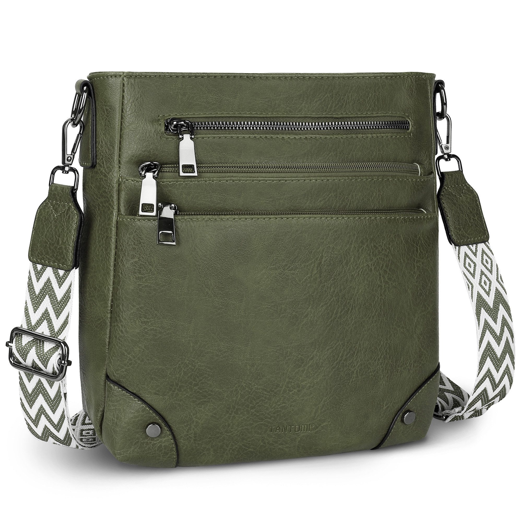 TAN.TOMI Umhängetasche Damen Mittelgroß Schultertasche Mehrere Taschen Crossbody Bag, Mit Verstellbarem Gurt für Schule Arbeit Reisen Ausflug Einkauf