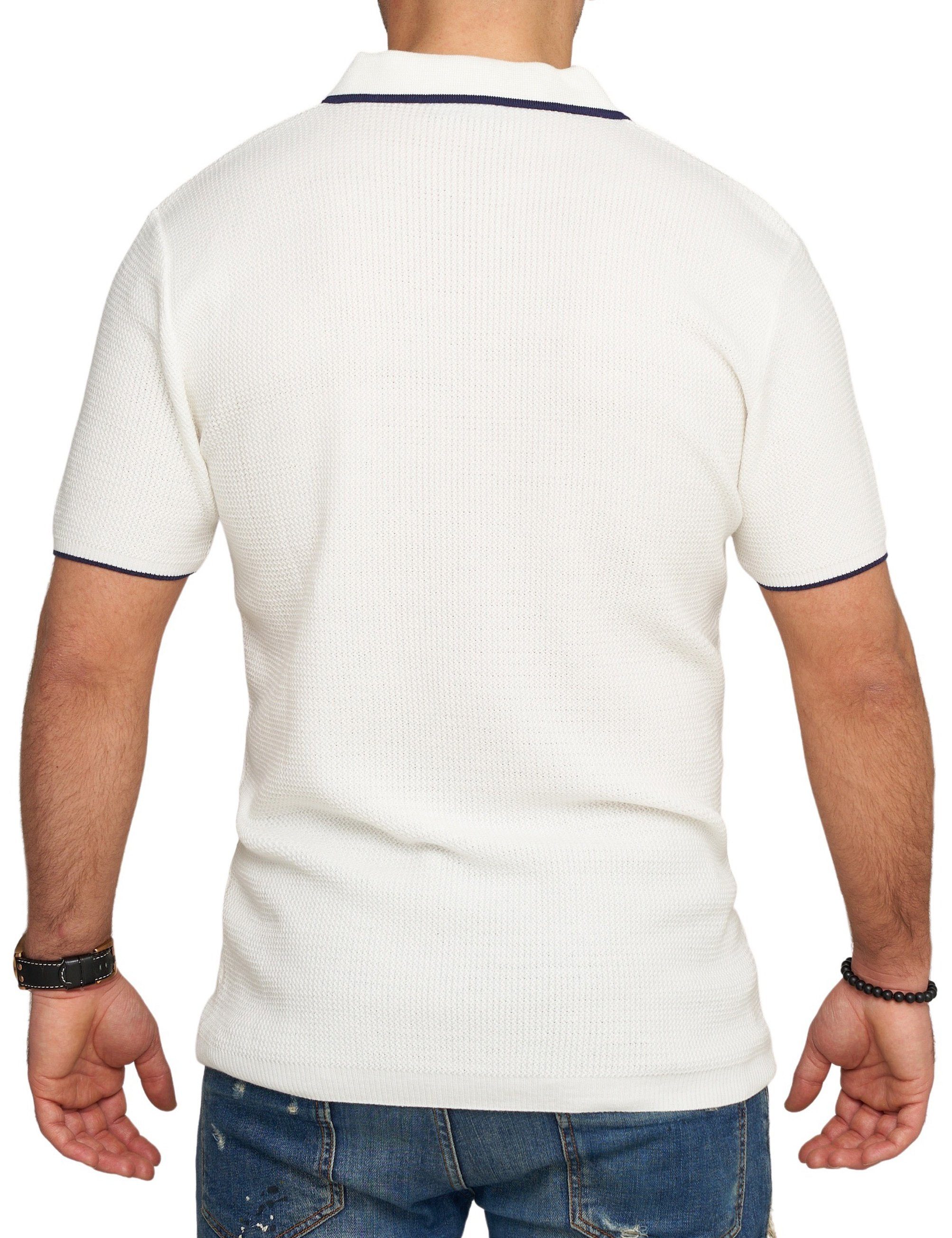 CARISMA Poloshirt CRCANOAS Strick Kurzarm Polo Weiß T-Shirt