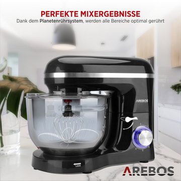 Arebos Küchenmaschine mit 6L, Edelstahl-Rührschüssel, 3 Farben, 1500 W