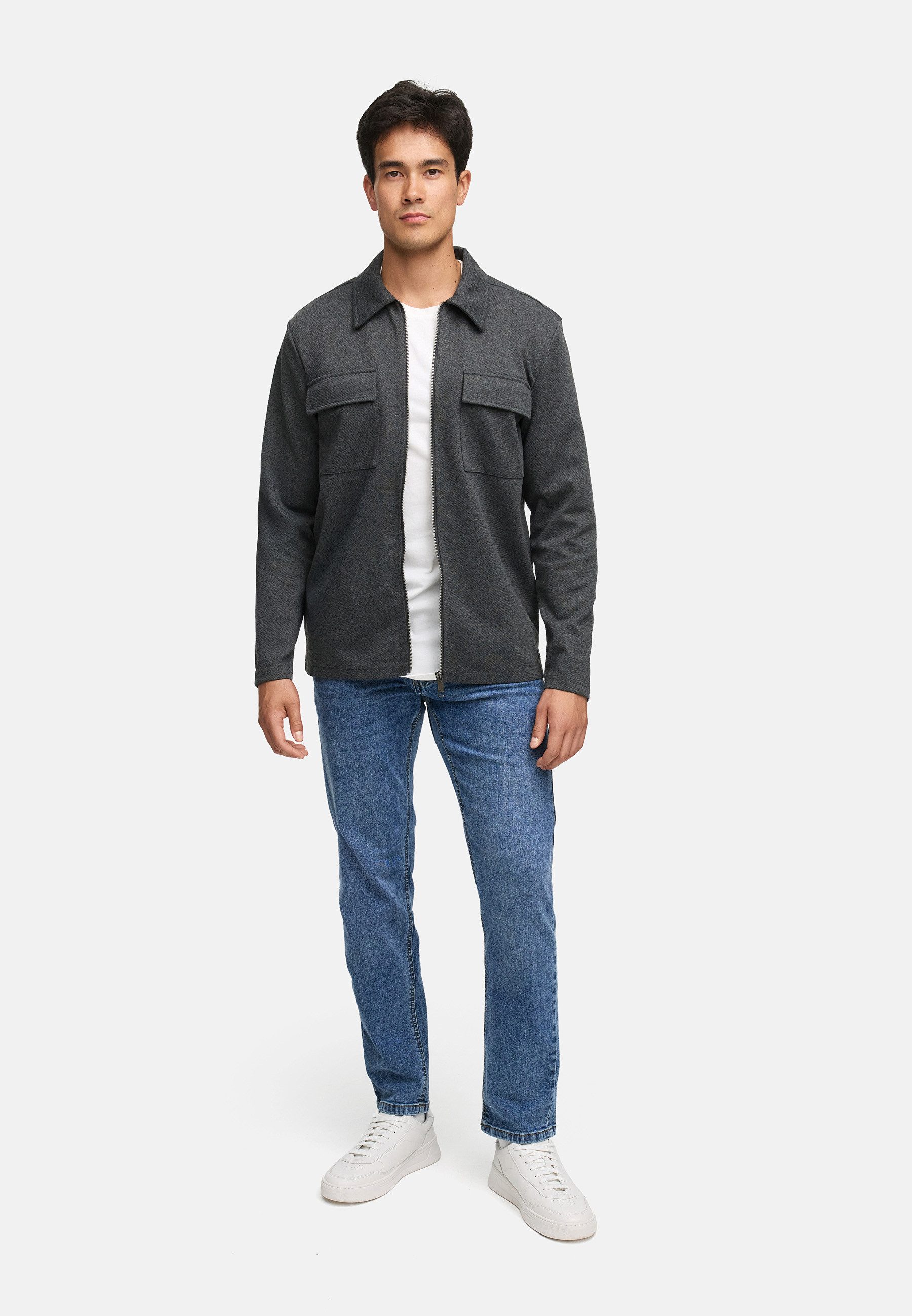 Indicode Langarmhemd Herren INNello Zip Herrenhemd Langarm Lässiges Hemd mit Reißverschluss und Brusttaschen