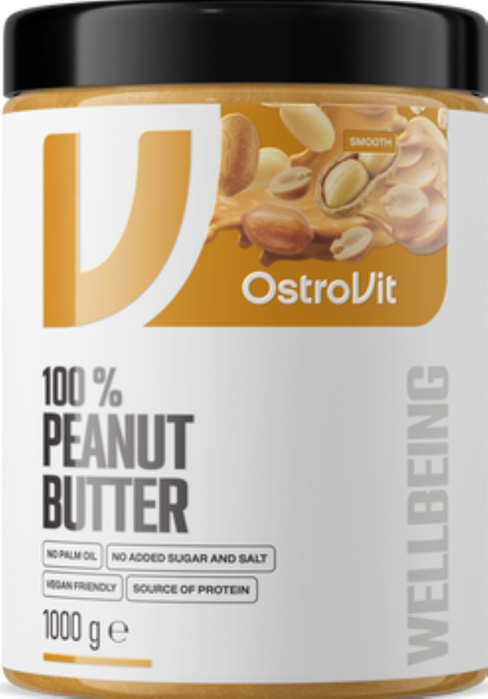OstroVit Herzhafter Brotaufstrich OstroVit 100% Erdnussbutter 1000 g Smooth, 1 x, 100 % geröstete Erdnüsse