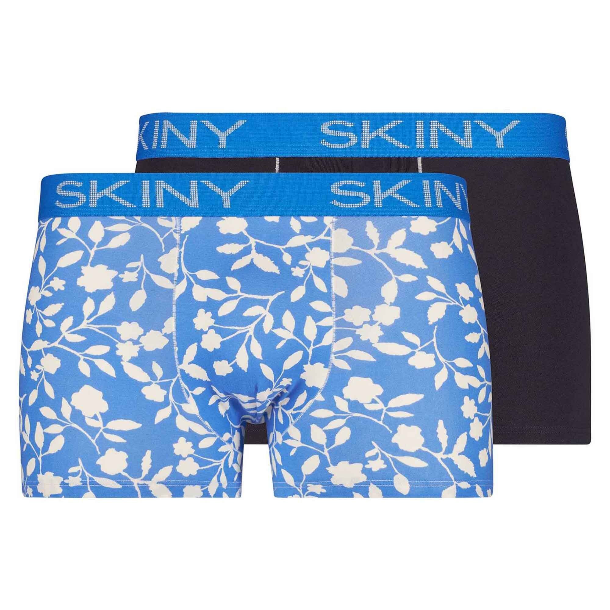 Skiny Boxer Herren Boxer Short, 2er Pack - Trunks, Pants Blau/Blumen | Boxershorts