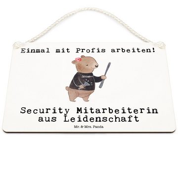 Mr. & Mrs. Panda Hinweisschild DIN A6 Security Mitarbeiterin Leidenschaft - Weiß - Geschenk, Deko Sc, (1 St), Aufhängung inklusive