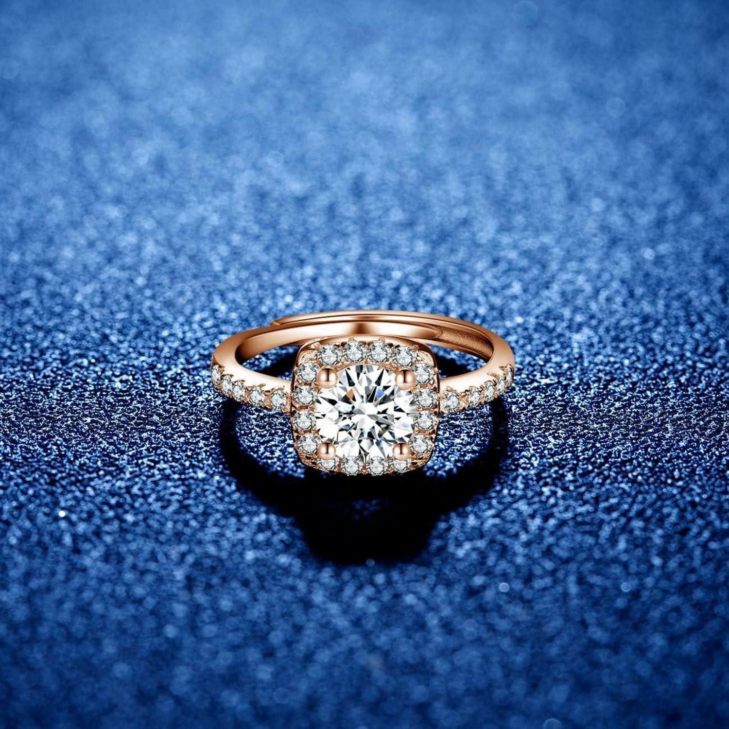 LuxusKollektion Verlobungsring Verlobungsringe Damen 925 Sterling Silber Weiß Quadrat - Rosegold