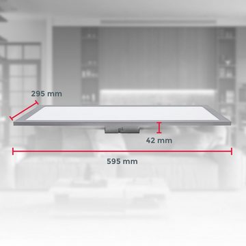 B.K.Licht LED Deckenleuchte BK_DP1369 RGB LED Panel, CCT Farbtemperatur einstellbar, Dimmbar, Farbwechsel, LED fest integriert, Farbwechsler, 595x295x42mm, 7 Farben, Dimmbar, Ultra-Flach, mit Fernbedienung