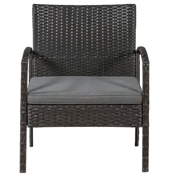 Juskys Gartenlounge-Set Trinidad, (4-tlg., Sitzgruppe), Polyrattan Sofa mit Tisch, 2 Stühlen und Auflagen, für 4 Personen