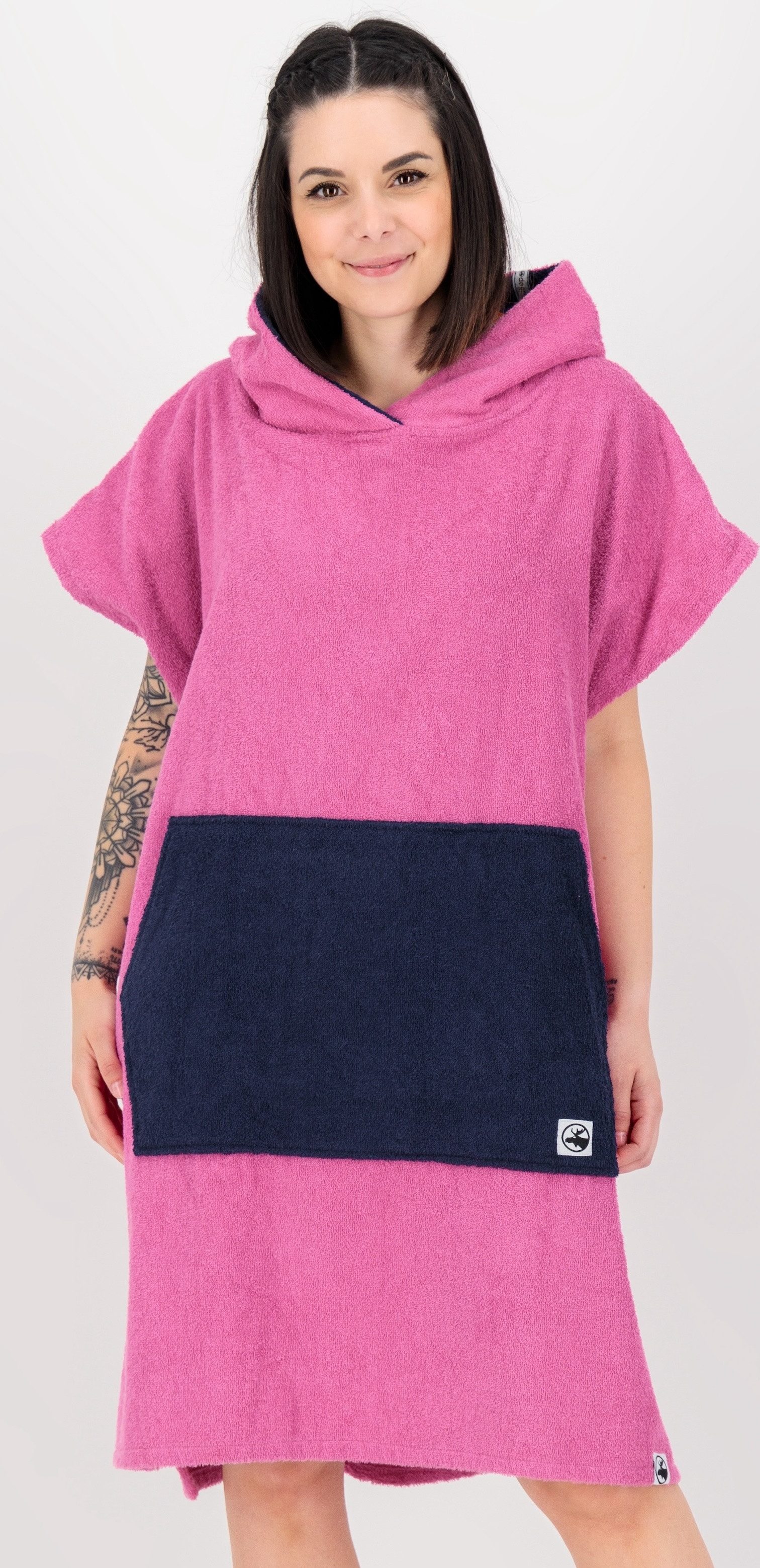 DEPROC Active Badeponcho PONCHINO HALIFAX WOMEN Umziehhilfe Strandponcho, Kapuze, ohne, Innenliegende Tasche zum Umziehen