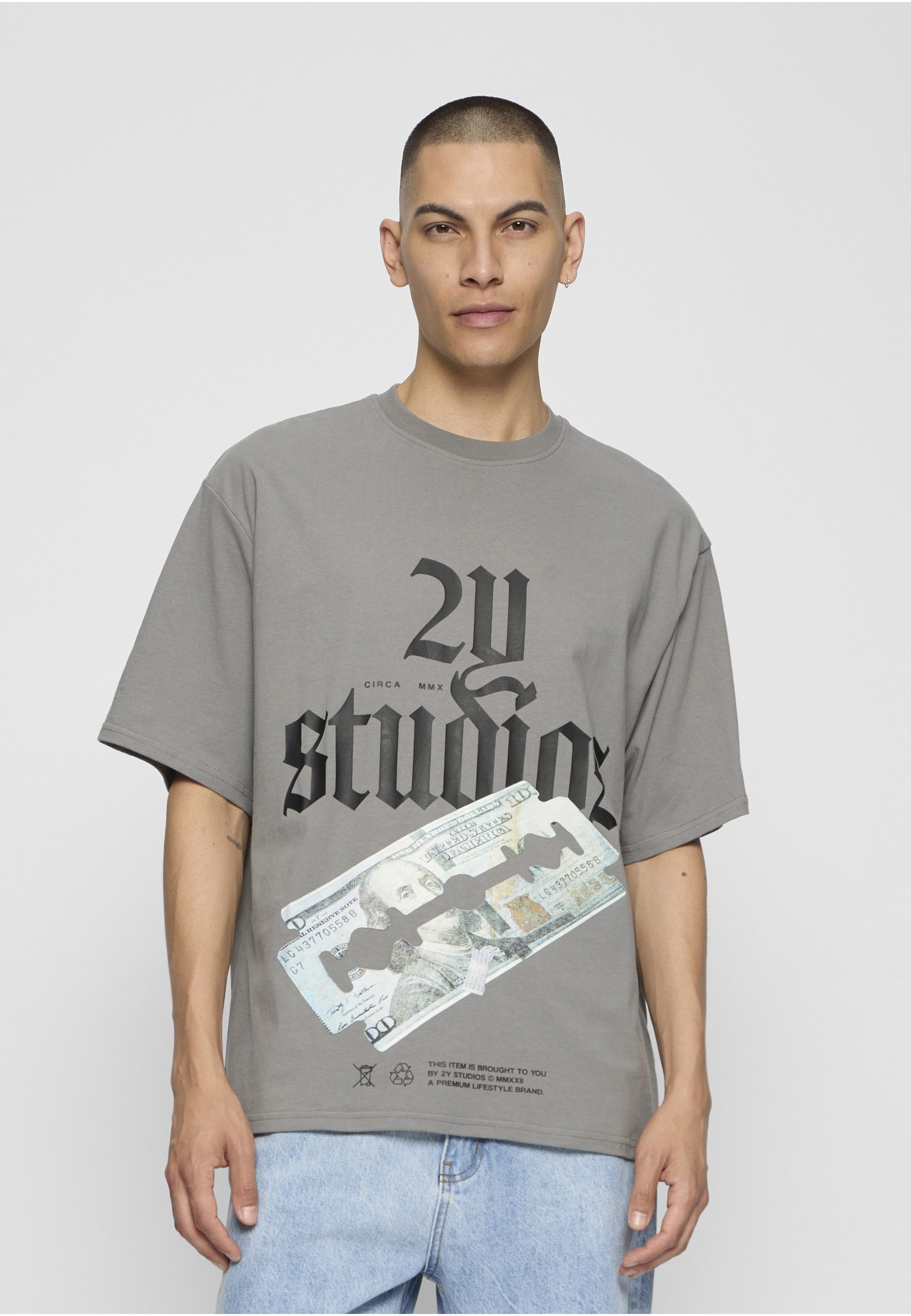 2Y Studios T-Shirt 2Y Studios Herren Razor Oversize Tee (1-tlg)