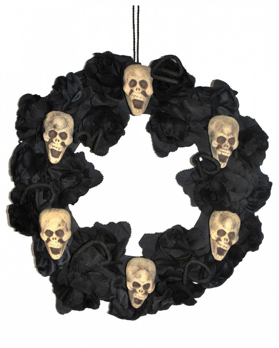 Dekorativer Halloween Kranz mit Dekofigur Rosen & schwarzen Horror-Shop