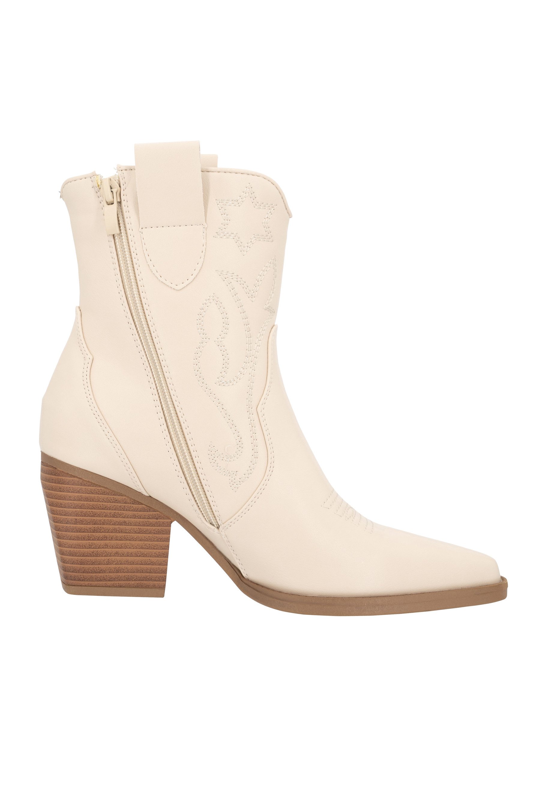 Salinyang Damen Western Boots mit Stickerei, Blockabsatz & Reißverschluss Cowboy Stiefelette