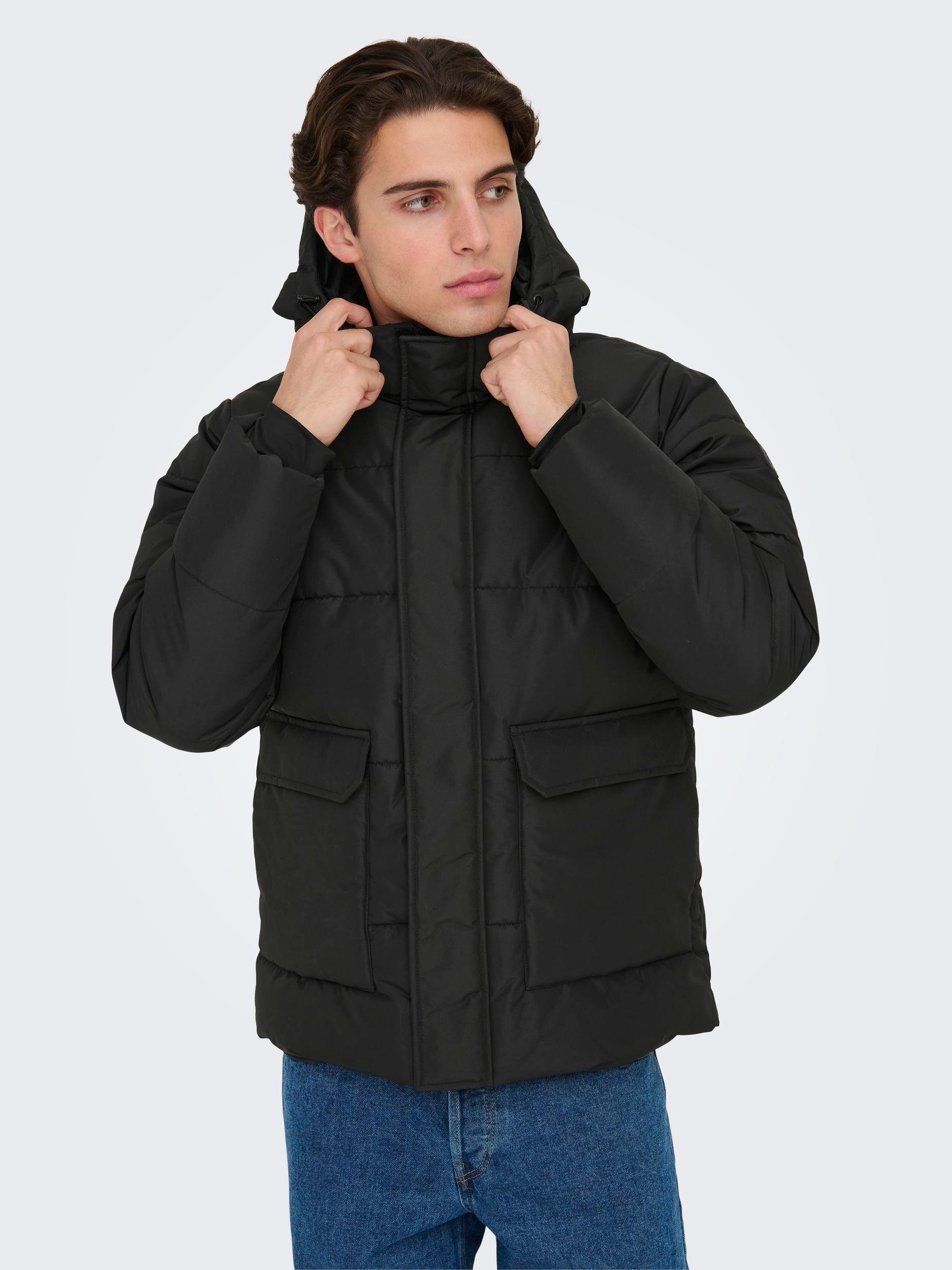QUILTED SONS ONSCARL NOOS & OTW Black LIFE JACKET ONLY Steppjacke