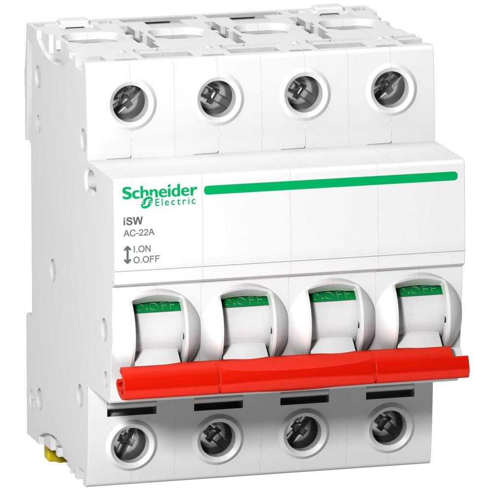 Verteiler Schneider Electric Lasttrennschalter iSW, 4P, 63A, 415V AC, Knebel rot
