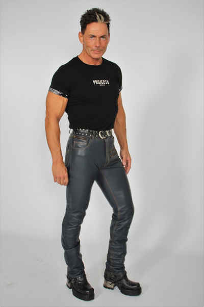 Be Noble Lederhose Texas blau Lederhose aus weichem Leder im Jeanstyle