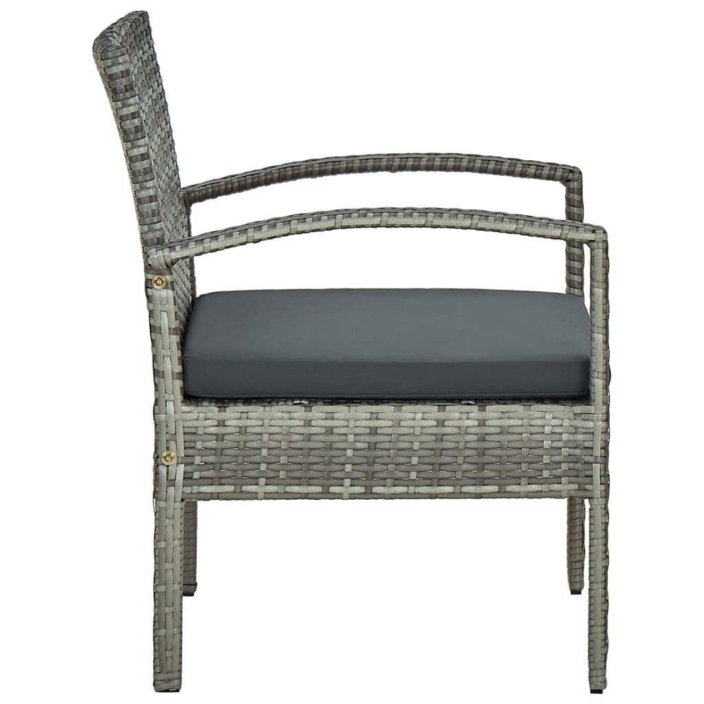 vidaXL Gartenstuhl Gartenstuhl mit Kissen Poly Rattan Grau (1 St)