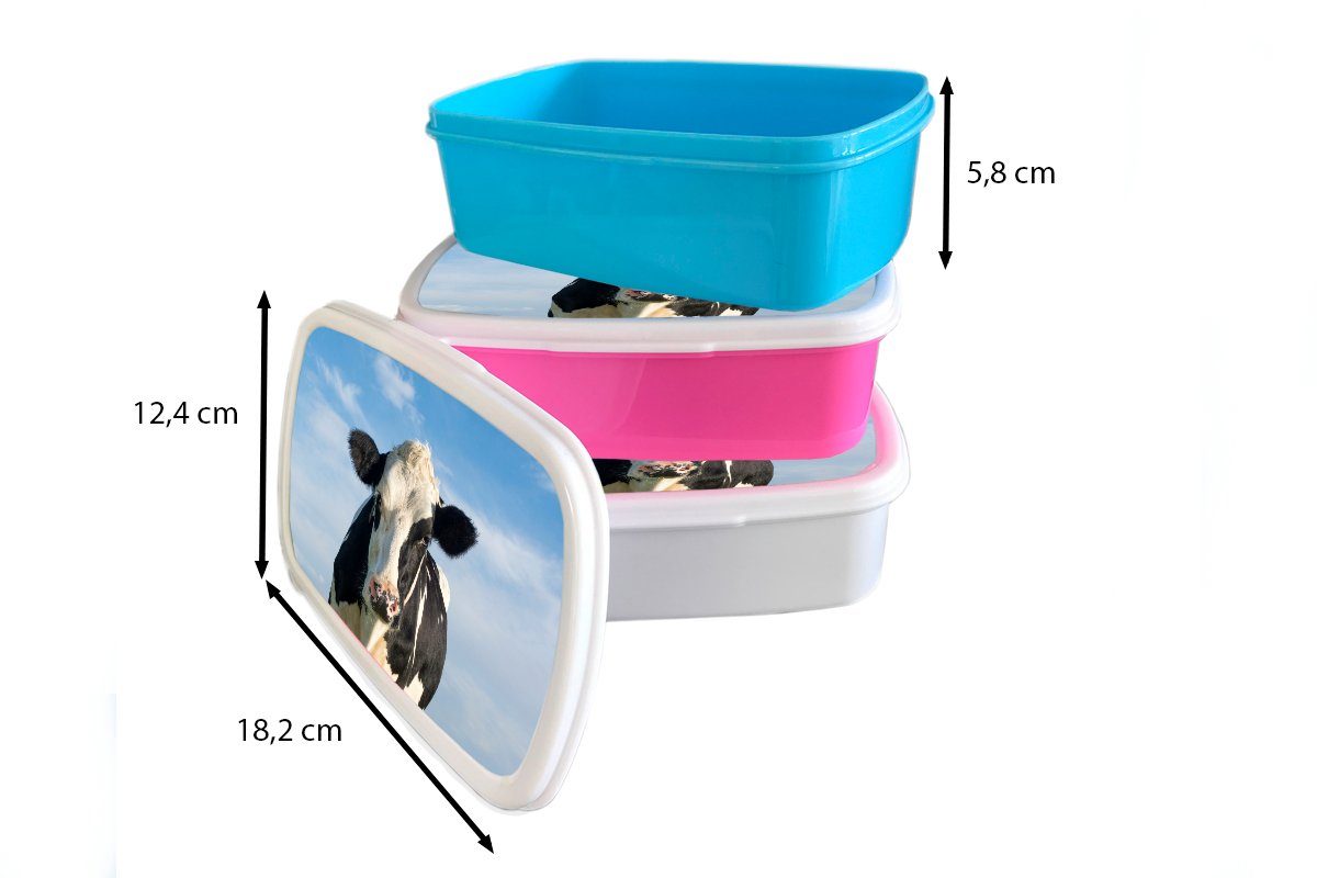 MuchoWow Lunchbox Niederlande - Kuh weiß und (2-tlg), Brotdose, für und Mädchen Brotbox Kinder Luft, Kunststoff, Erwachsene, für Jungs 