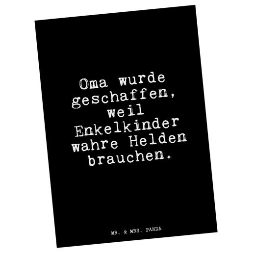 Mr. & Mrs. Panda Postkarte »Oma wurde geschaffen, weil... Schwarz