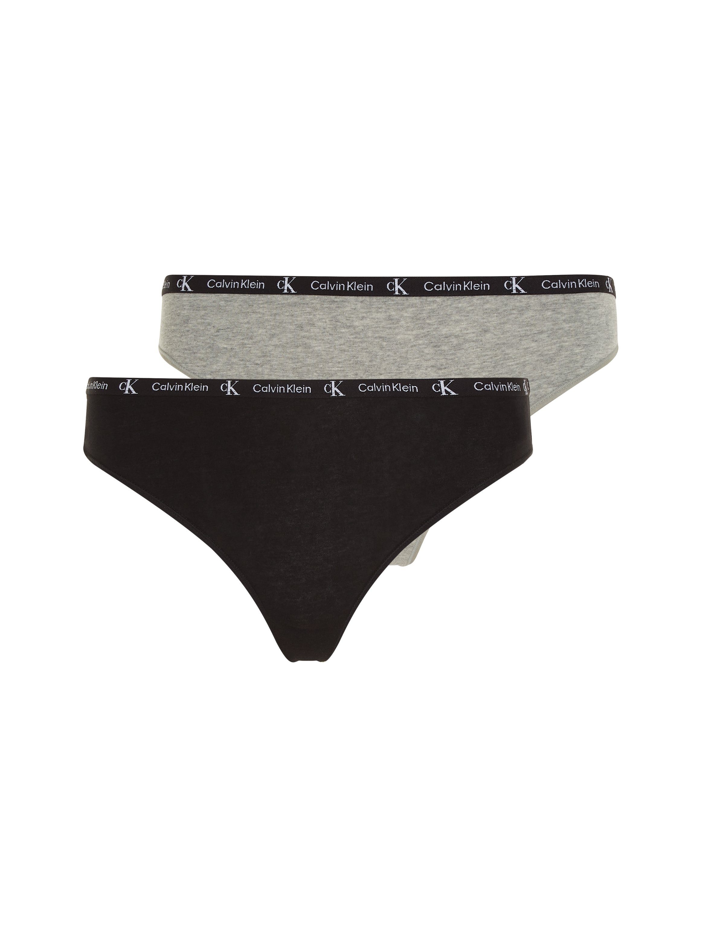 Calvin Klein Underwear T-String MODERN THONG 2PK (Packung, 2er-Pack) mit klassischem Logobund BLACK/GREY-HEATHER