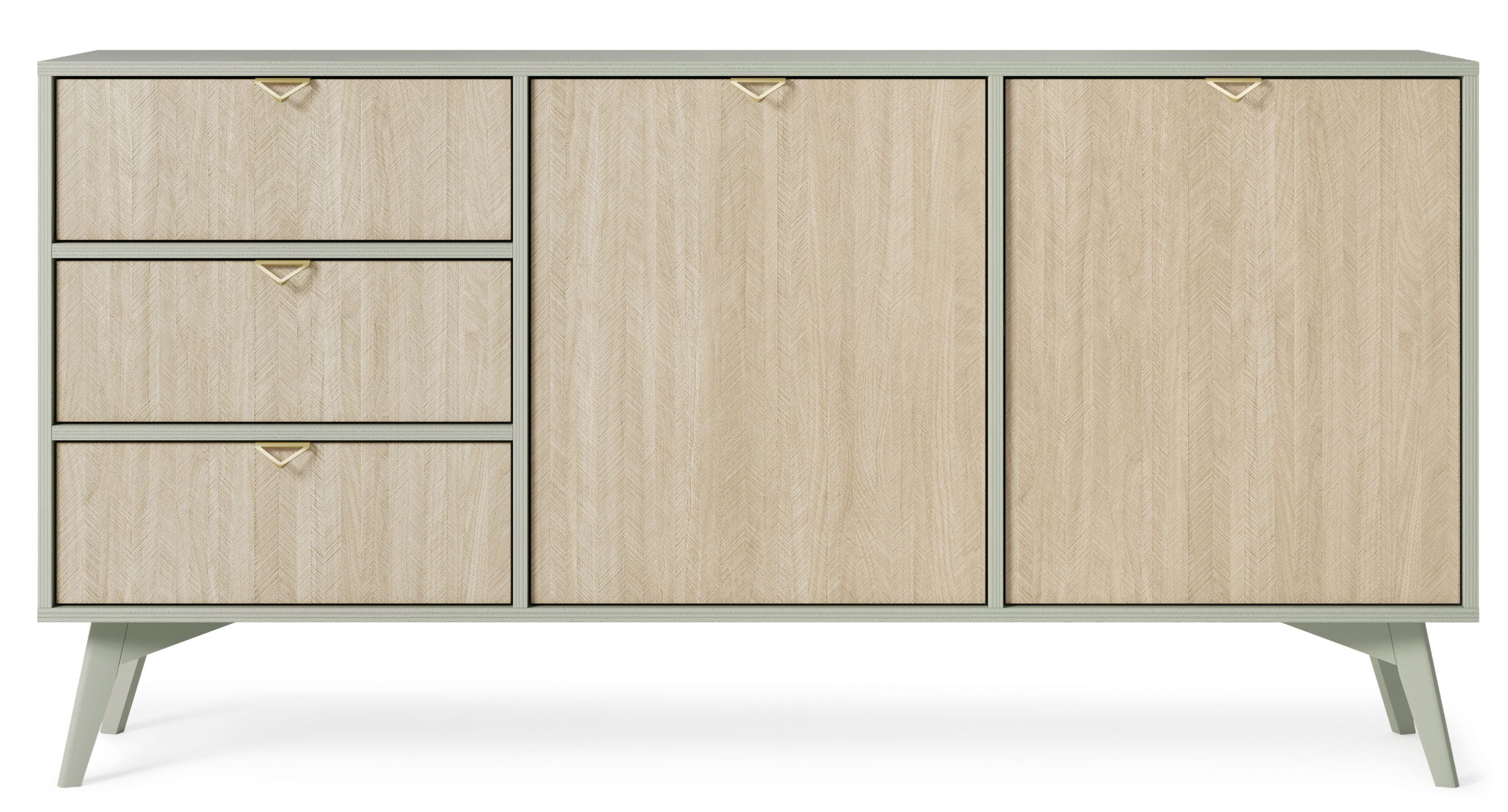 MOEBLO Kommode Abeto Kommode S 158 (Wohnzimmer, Esszimmer, Flur & Diele, Moderne Sideboard mit Schubladen Highboard Goldene Türgriffe), (BxHxT):158 x80x38 cm